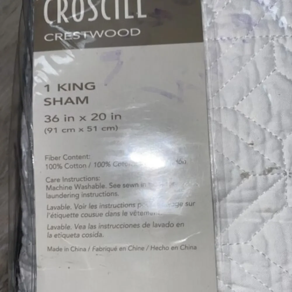 CROSCILL CRESTWOOD King Sham WHITE 36”x20”